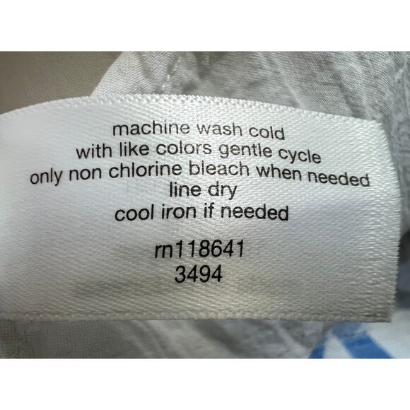 Lane Bryant Womens Plus Size 18 Flutter-Sleeve Tie-Back Linen Dress Blue White - Picture 12 of 13